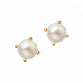 Gemnel 925 Silver Custom Design Wedding Small 18k Gold Large Freshwater Pearl Stud Earrings