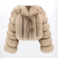 QIUCHEN QC22089 Large Size Women Casual New Stylish Regular Real Fox Fur Coat Winter Warm Luxury V-neck Single Button Acrylic