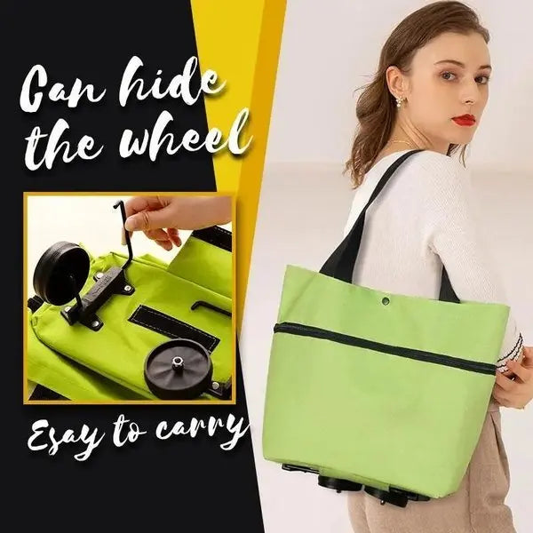 Foldable Shopping Trolley Tote With Wheels Reusable Grocery Bag Food Organizer Vegetables Bag Handbag for Women Travel Bag