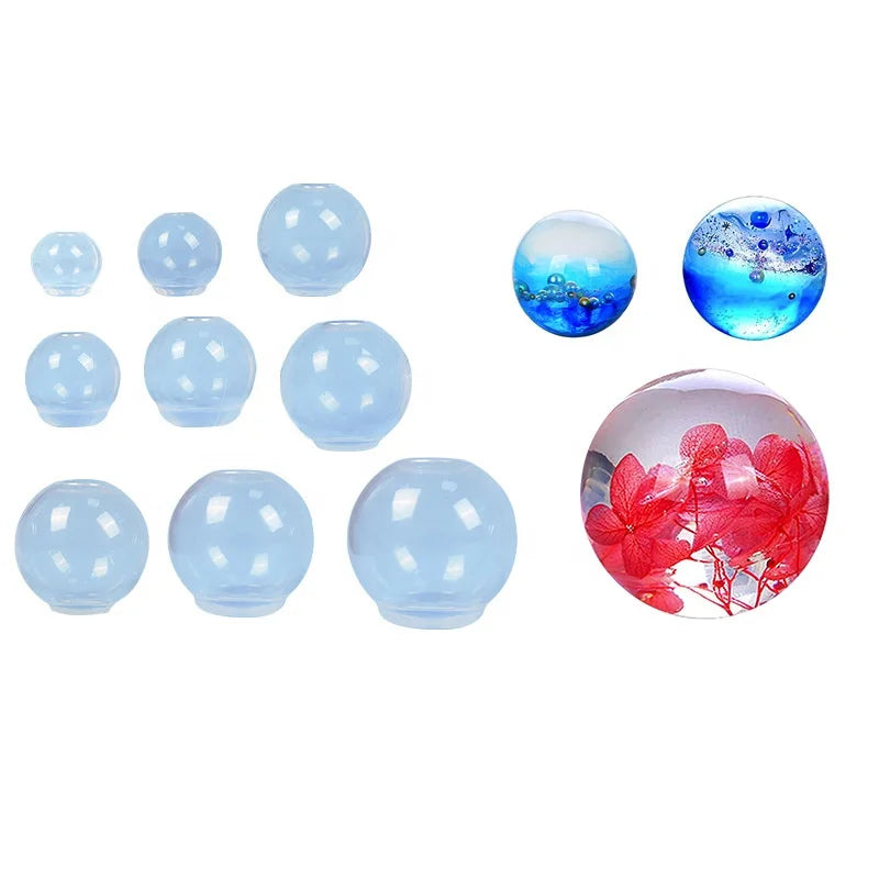 High Transparent Silicone Sphere Mold 9 Sizes Round Ball Resin Mold for DIY Craft