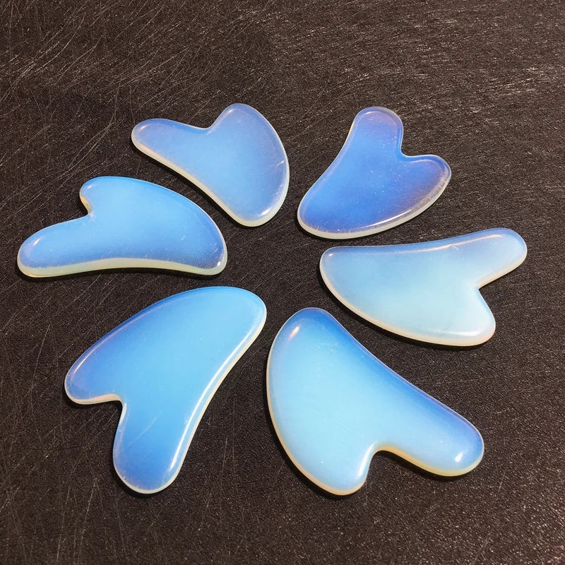 Opalite Facial Guasha Board Natural Stone Scraper Chinese Heart Facial Gua Sha Tools For Face Neck Back Body