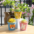 P156 Creative Cartoon Mini Succulent Flower Pot - Iron Planter for Balcony Desktop Micro Landscape Decoration