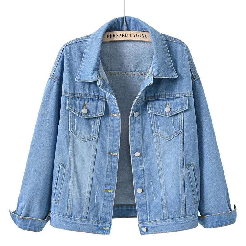 Wholesale Custom Women's Denim Jackets  Casual Button Down Jackets  Oversized Women's Denim Jackets