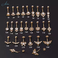 2023 New  Titanium Stainless Steel Navel Piercing Ring Women Statement Body Piercing Jewelry Rhinestone Belly Button Rings