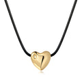 Fashion Personality Brass Electroplated Gold Heart Pendant Black Long Rope Sweater Chain Necklace Jewelry Factory Wholesale