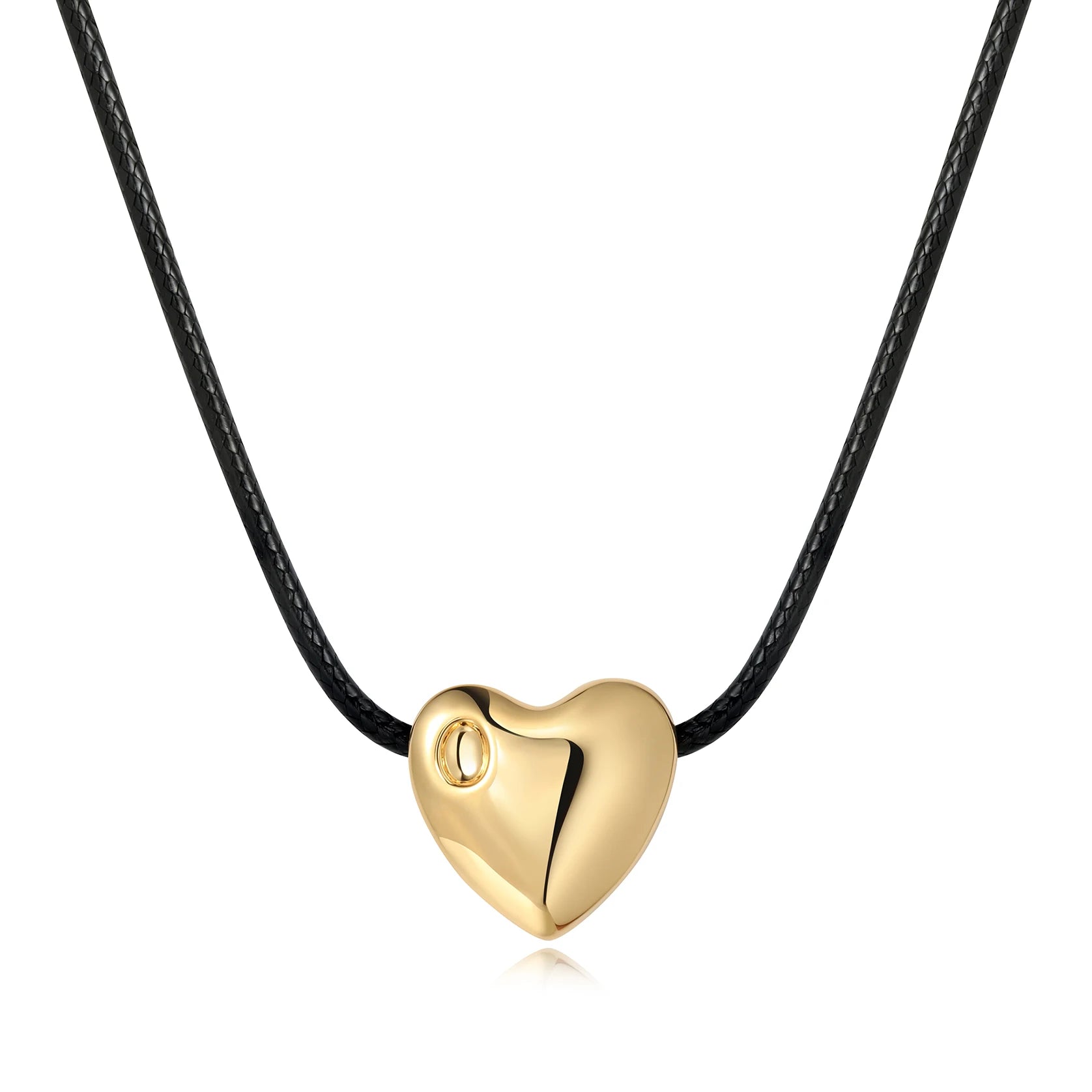 Fashion Personality Brass Electroplated Gold Heart Pendant Black Long Rope Sweater Chain Necklace Jewelry Factory Wholesale