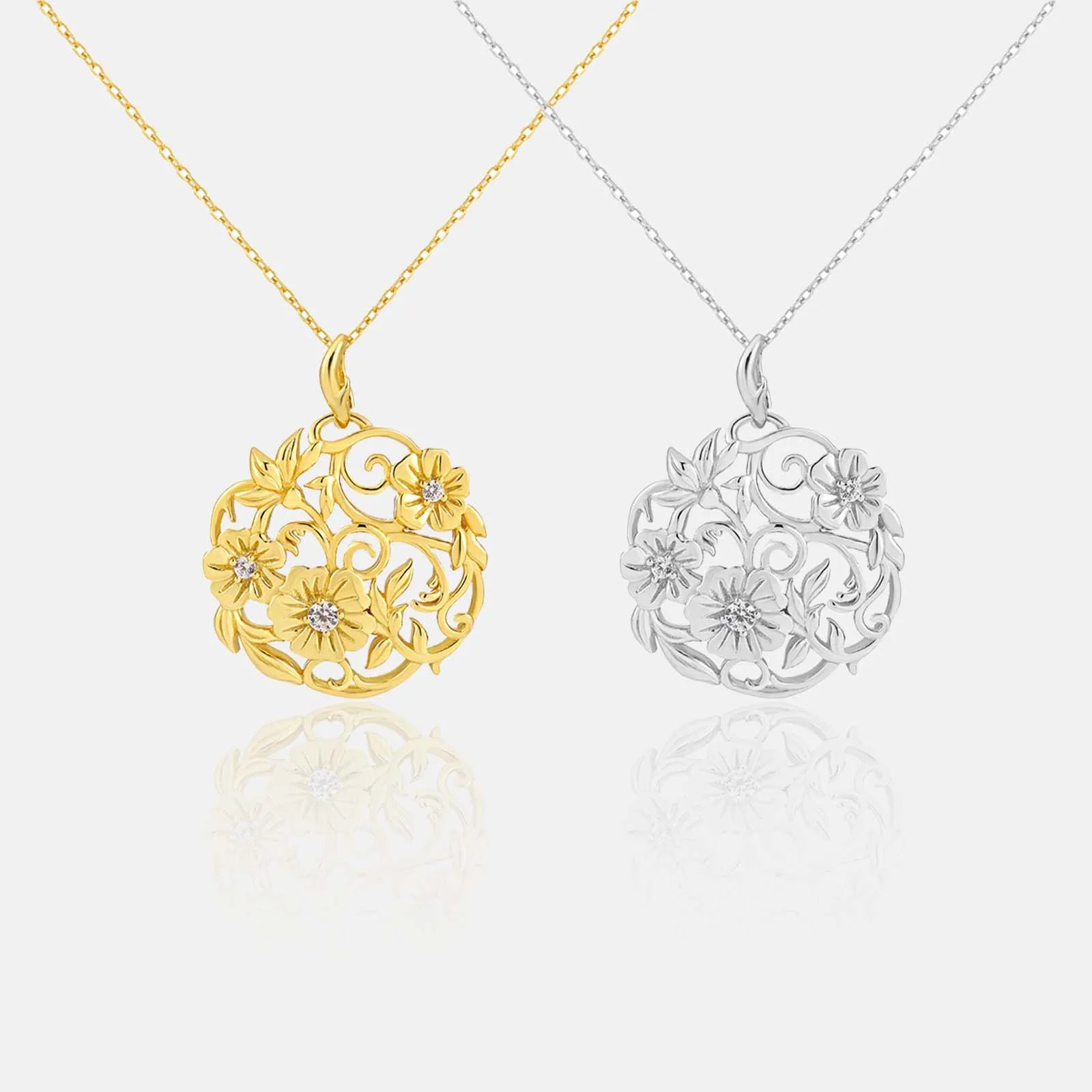 FUAMAY Fashion Dainty 925 Sterling Silver Necklace Vintage Hollow Flower Necklace