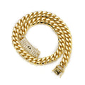 Stocks Mens 18k Gold Plated Stainless Steel Miami Cuban Link Chain Necklace