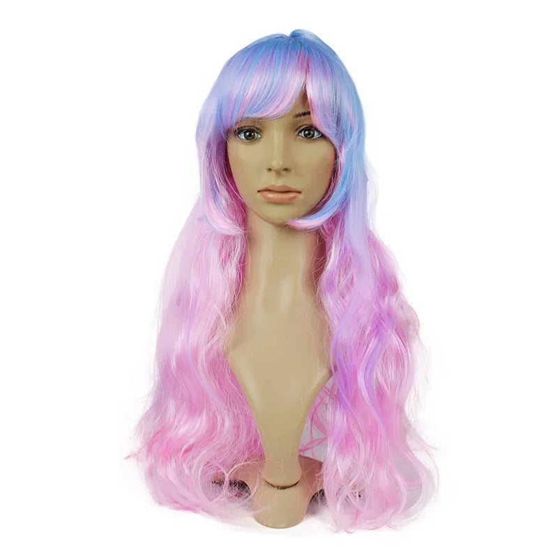CNXuancai  Hot Sale Synthetic Gradient Ramp Hair Long Water Wave Wig Synthetic Colorful Wigs
