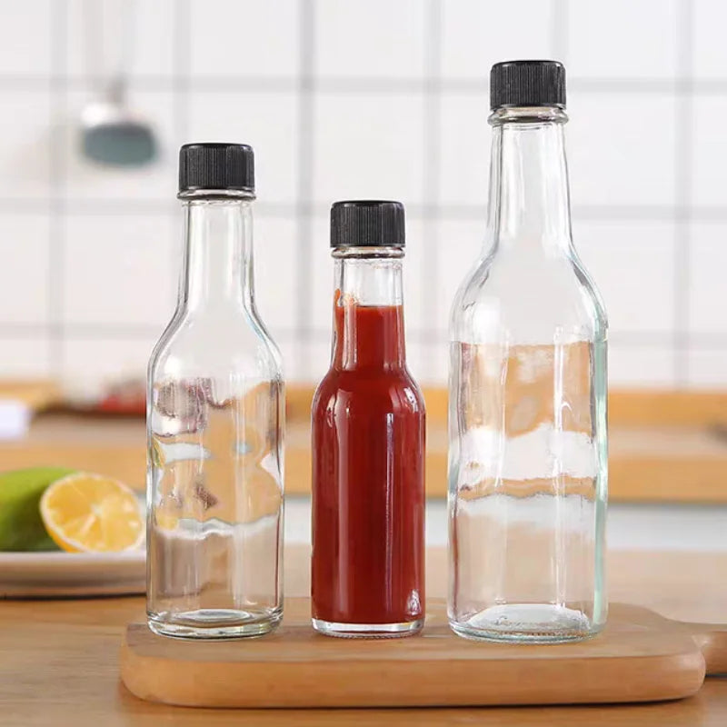 3 5 10oz Woozy Clear Glass Bottle with Plastic Cap and Orifice Reducer