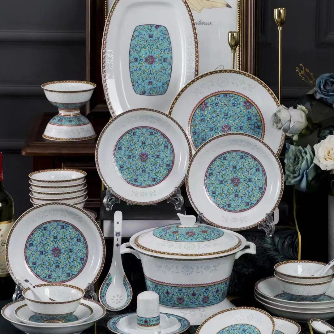 Supplier Kitchen Restaurant Tableware Luxury Porcelain Dinnerware Set Chinaware for Hotel Dishes