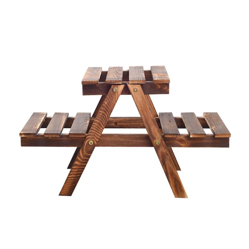Wooden Plant Stand Indoor 2 Tier Plant Shelf for Multiple Flower Pot Holder Display Rack for Living Room Balcony Outdoor