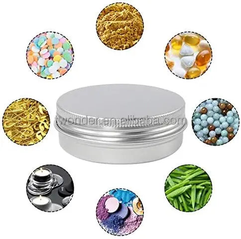 Ready Ship 2 oz Food Safe Aluminum Cosmetic Jar Threaded Screw Cap Airtight for Perfume Face Cream Essential Oil-Factory
