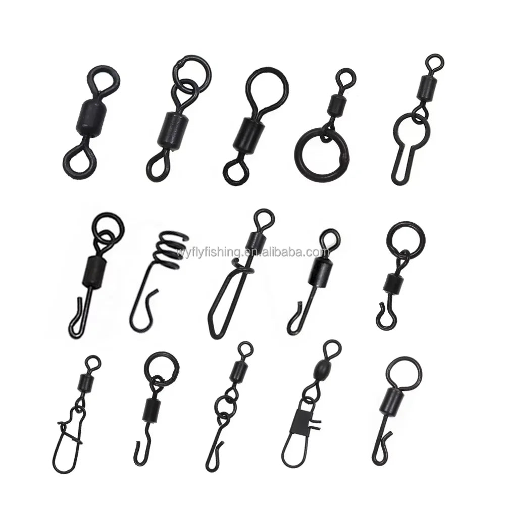 Carp Fishing Swivels Quick Change Snap Metal Brass Black for Carp Fishing Rig Accessories Terminal Tackle