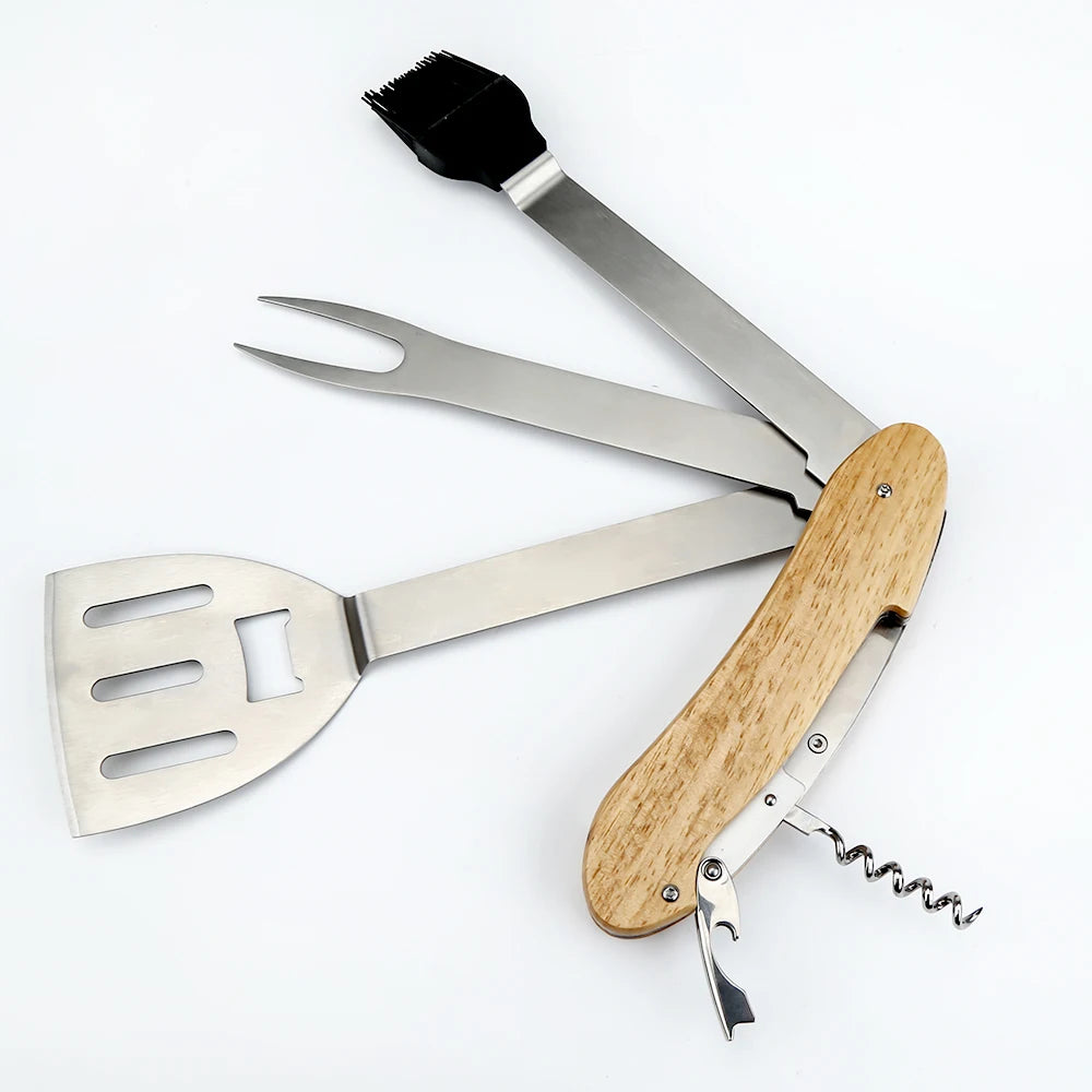 Multi-functional 6 in 1 BBQ Tools Set Barbecue Outdoor Camping Tool