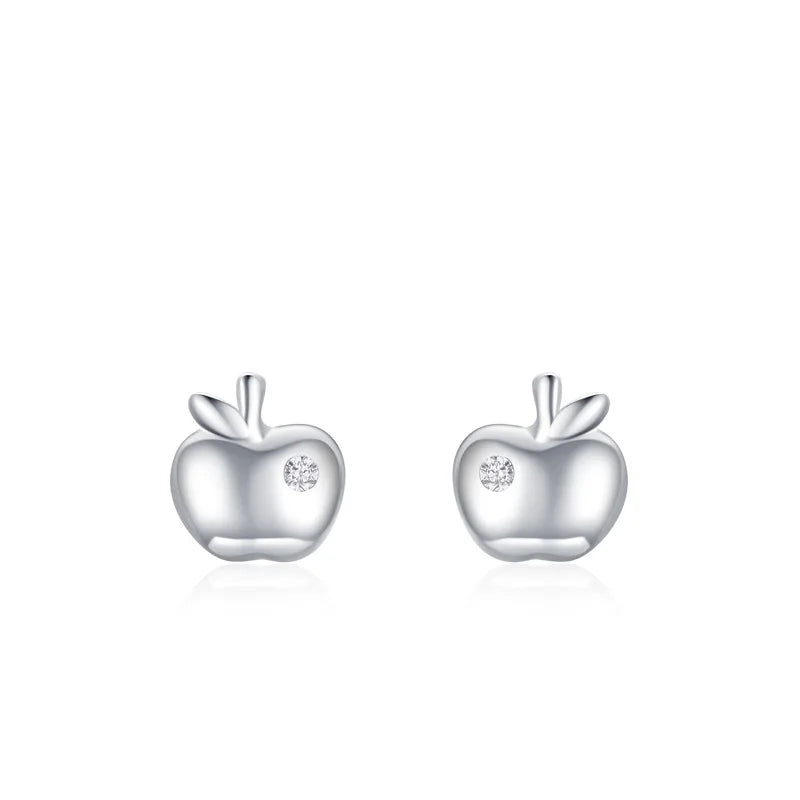 Delicate Earring 925 Sterling Silver Mini Apple Fruit Stud Earrings for Women Jewelry Making