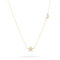 LOZRUNVE 925 Silver Delicate 3D Moon and Star Diamond Charm Necklace Jewelry Wholesale