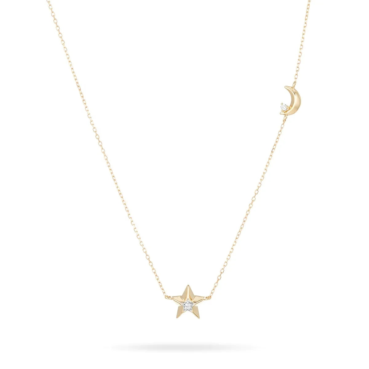 LOZRUNVE 925 Silver Delicate 3D Moon and Star Diamond Charm Necklace Jewelry Wholesale