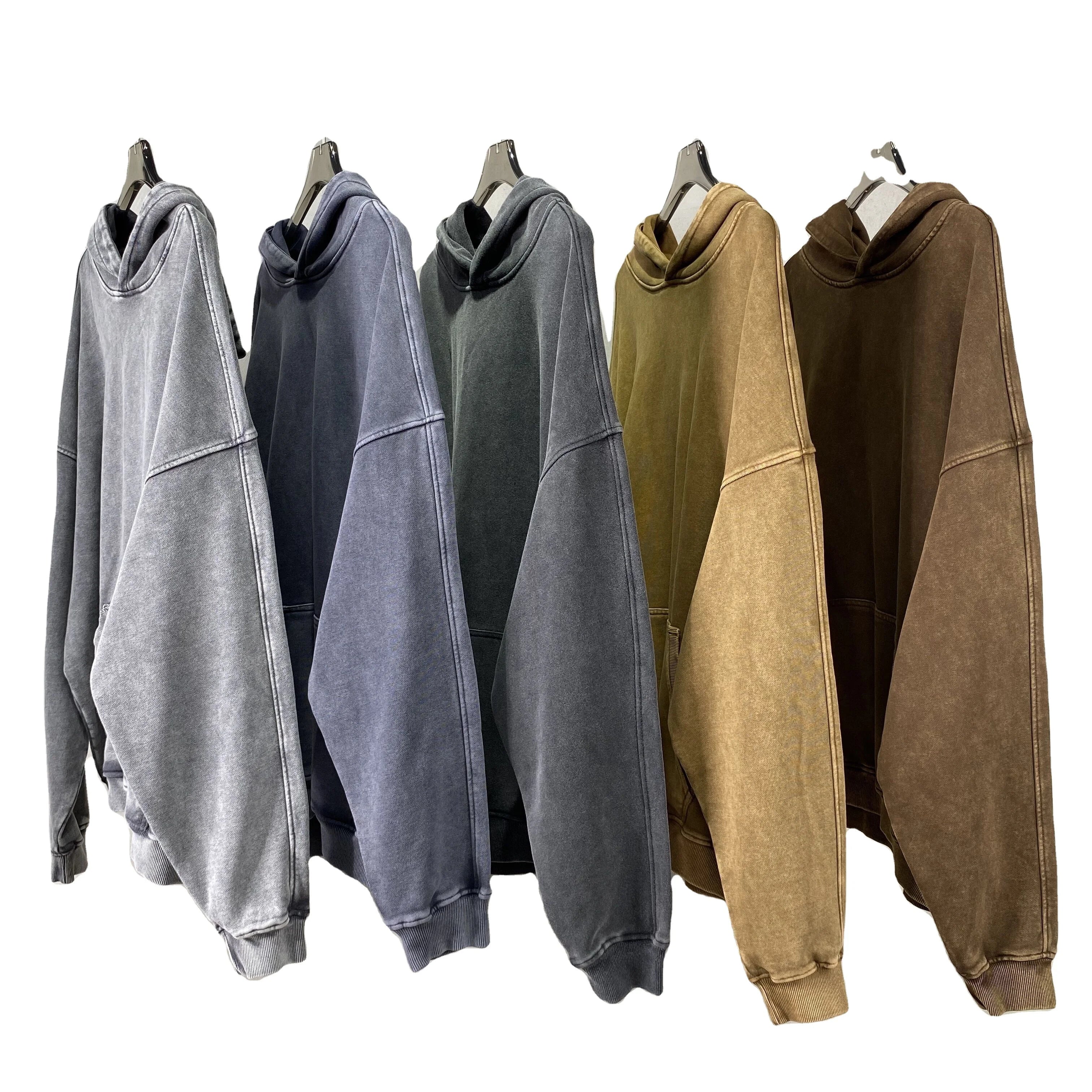 2023 New Arrivals Men's Premium Cotton Batik Washed Vintage Hoodie Oversized Boxy Fit Boys Hoodies Sweatshirts Wholesale
