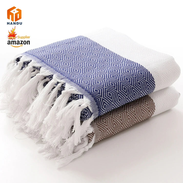 Wholesale 100% Genuine Tunisian Cotton Softtextile Hummam Fouta Bath Beach Towels Woven Quick-Dry Plain Style with Tassels