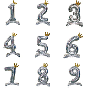 Factory Direct Sale 32 Inch Number Birthday Standing Foil Balloons Silvery Grey Number Balloons Party Decorations