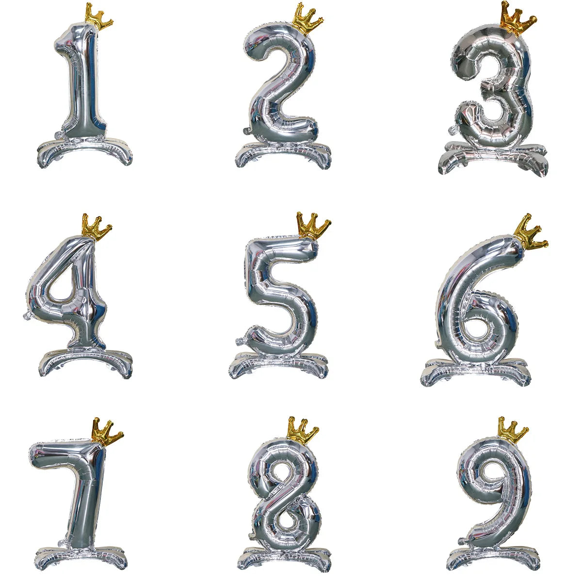 Factory Direct Sale 32 Inch Number Birthday Standing Foil Balloons Silvery Grey Number Balloons Party Decorations