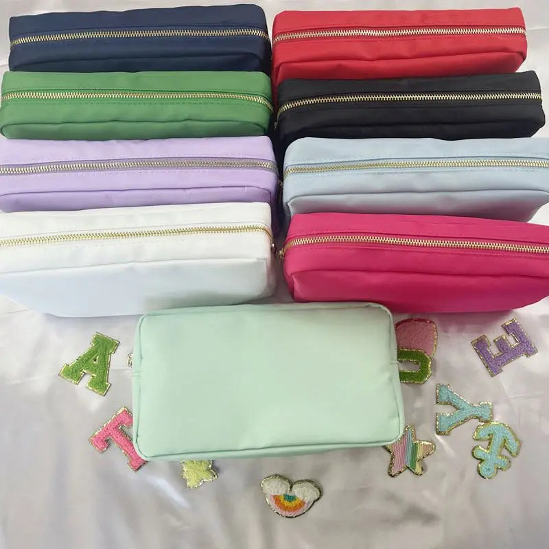 Christmas Stock 17 Colors  Nylon  Embroidery  Cosmetic Bag Toiletry Bag Ladies Towel Glittering Chenille Patch