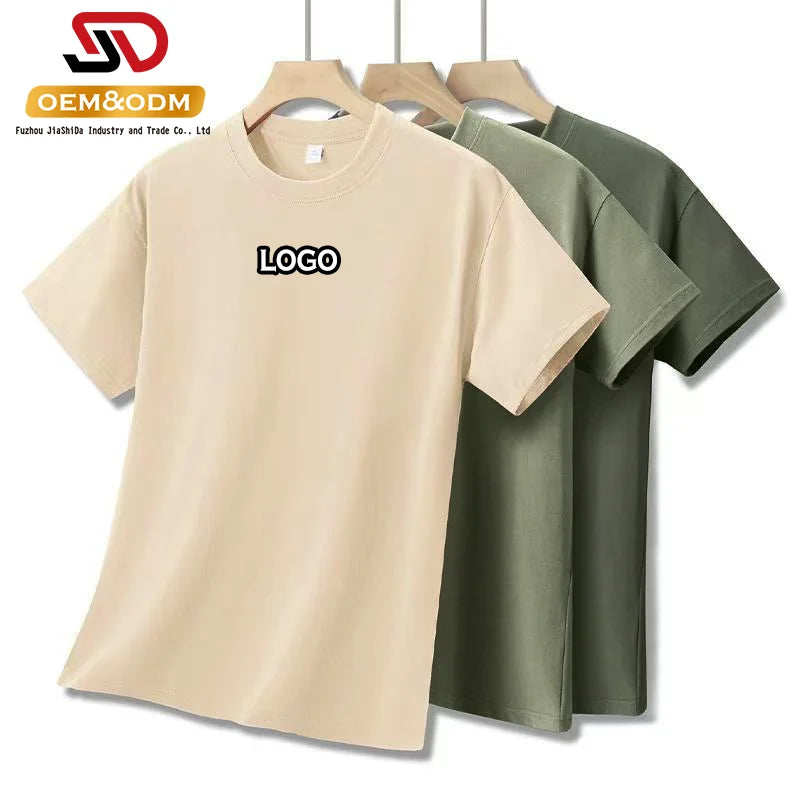 JSD 2025 OEM Wholesale Knitted Silk Screen Printed Solid 100% Cotton O-Neck Regular Fit Short Sleeve Custom Men's T-Shirts