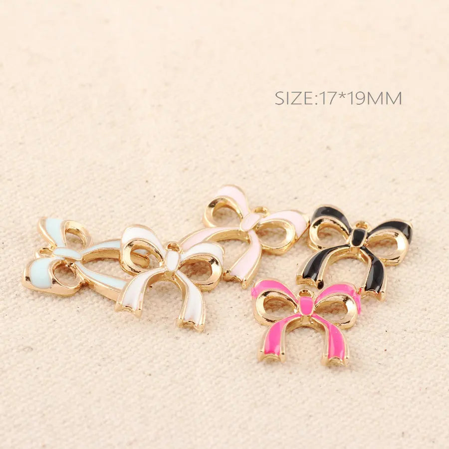 17x19mm DIY Gold Plated Zinc Alloy Diy Jewelry Making Accessories Enamel Enameled Rosette Bow Bowknot Charm Pendants