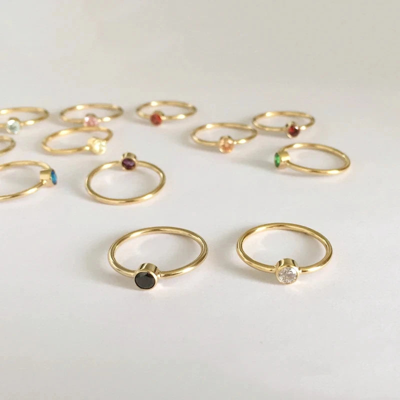 High Quality 14k Gold Filled 4mm AAA Zircon Rings Delicate Girlfriend Gift Bezel Ring Wedding Band Jewelry