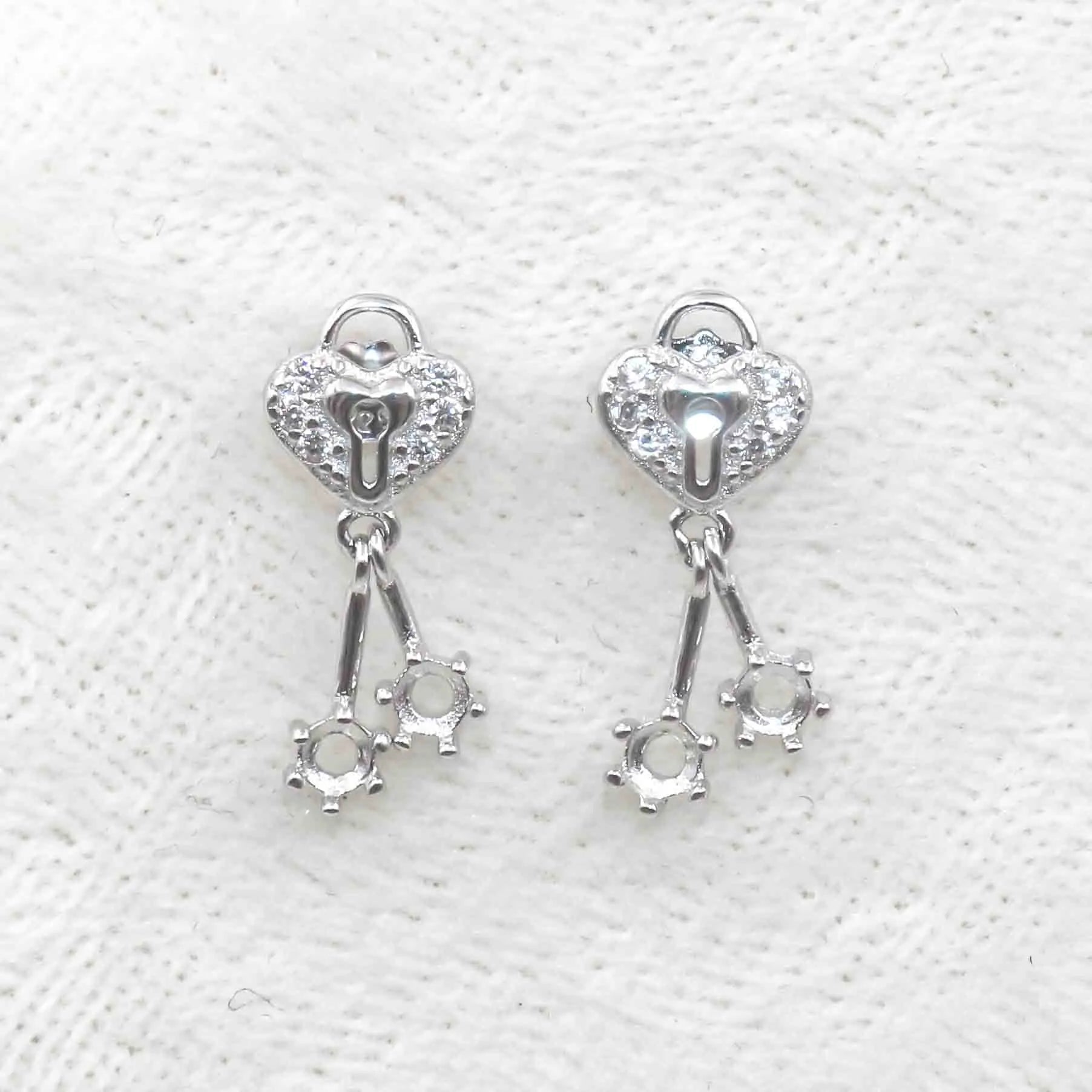 Sterling Silver 3*3mm Semi Mount Stud Eardrops Empty Frame Support Blank Setting S925 Base Without Center Stone DIY for Inlay