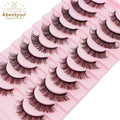 Abestyou 10 Pack Vegan Winged Russian Strip Lashes d Curl 20m Private Label Soft Black Colored Eyelash Wholesale De Pelo a Pelo