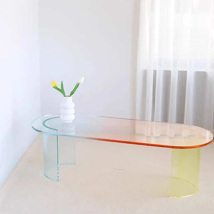 Acrylic Coffee Table Living Room Furniture Gradient Oval Center Table Plexiglass Tea Table