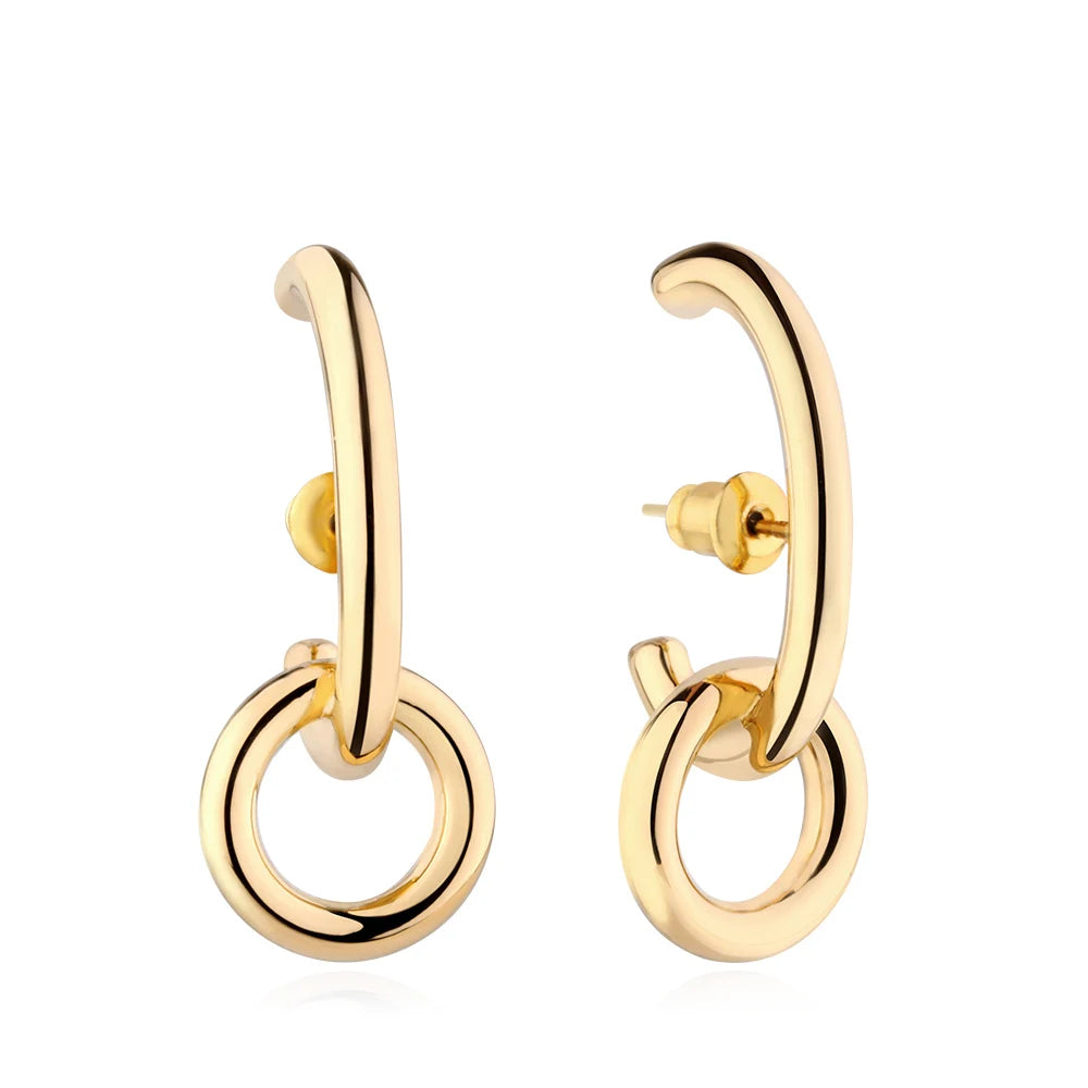Wholesale Vintage Luxury Bohemian 18k Gold Plated Diamond Hoop Earrings Set Simple Circle Dangle Design for Women