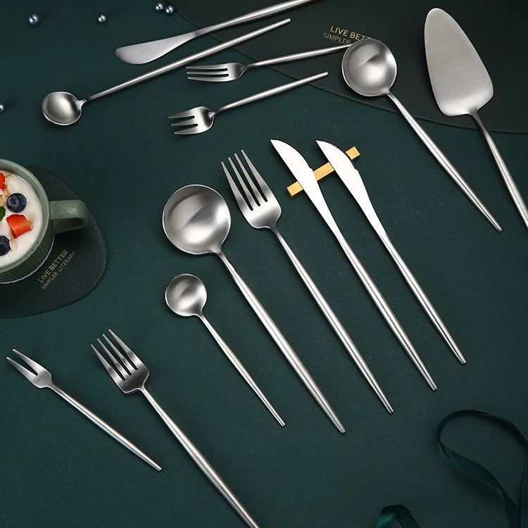 Wholesale Matt Finished Silver Cutipol Stainless Steel Cutlery Flatware Set