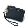 Women's Fashion RFID Genuine Leather Wallet with Zipper Closure Large Capacity Card Holder and Hand Strap Short Clutch Purse