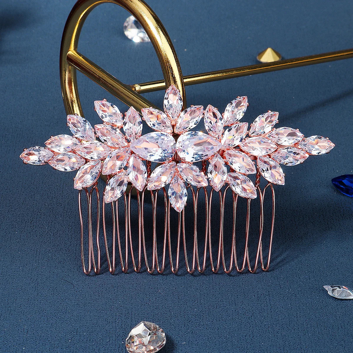 Miallo Hot Selling Zircon Hair Comb Bridal Bridesmaids Rose Gold Hair Combs Hair Accessories for Weddings Girl Jewelry