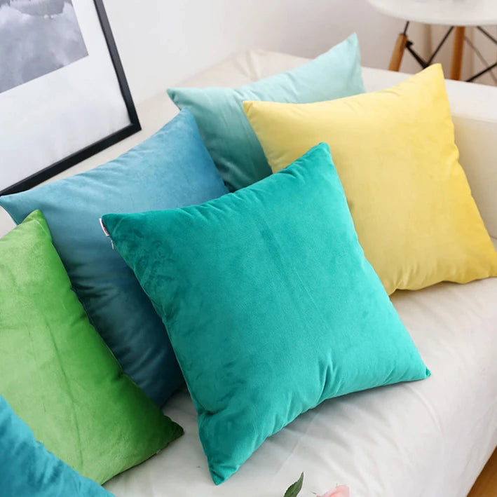 18x18 Decorative Plain Square Throw Luxury Cushion Cover Velvet Sofa Pillowcase