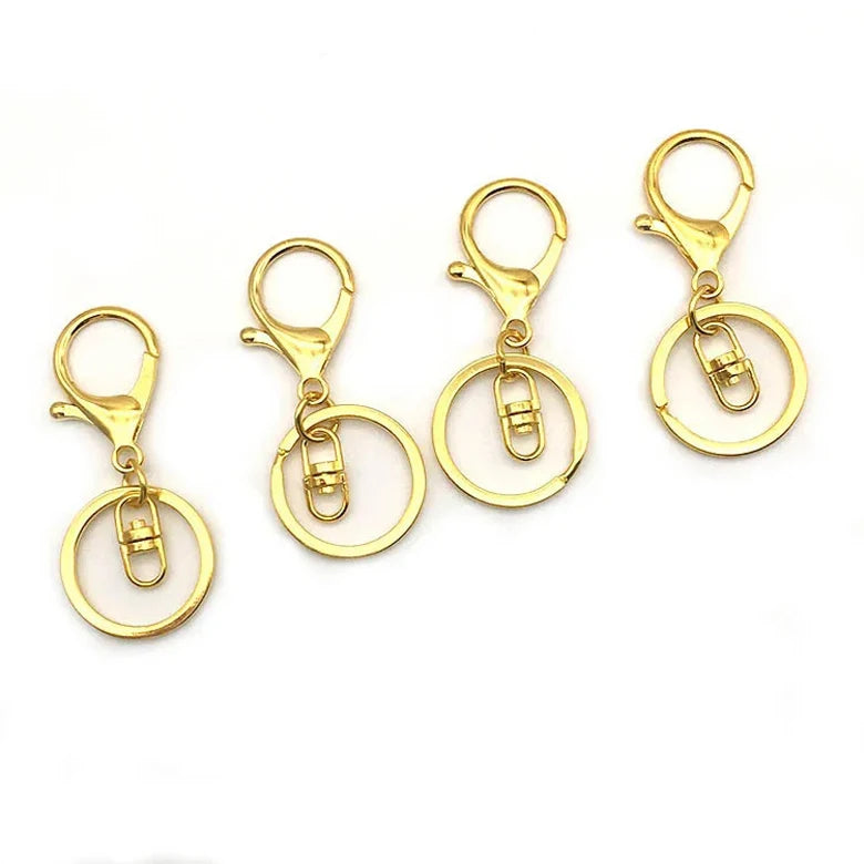 Wholesale Gold Nickel Plating Metal Lobster Keychain Split Key Ring With Chain DIY Hardware Accessories