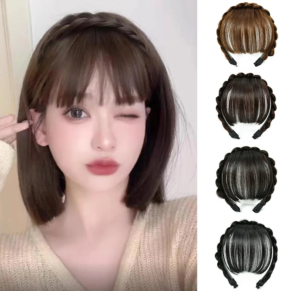 Fujia Front Hair Bangs Fringe Hair Extensions Synthetic Wigs Headband for Women Girls