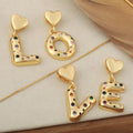Copper Plated Gold 26 Heart-shaped English Letter Pendant Necklace Set with Colorful Zircon Sweet and Cute DIY Pendant