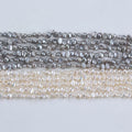 ZHUJI Natural Freshwater Pearl Strands 3-3.5mm White Black Button Shape for Jewelry Making Loose Pearls
