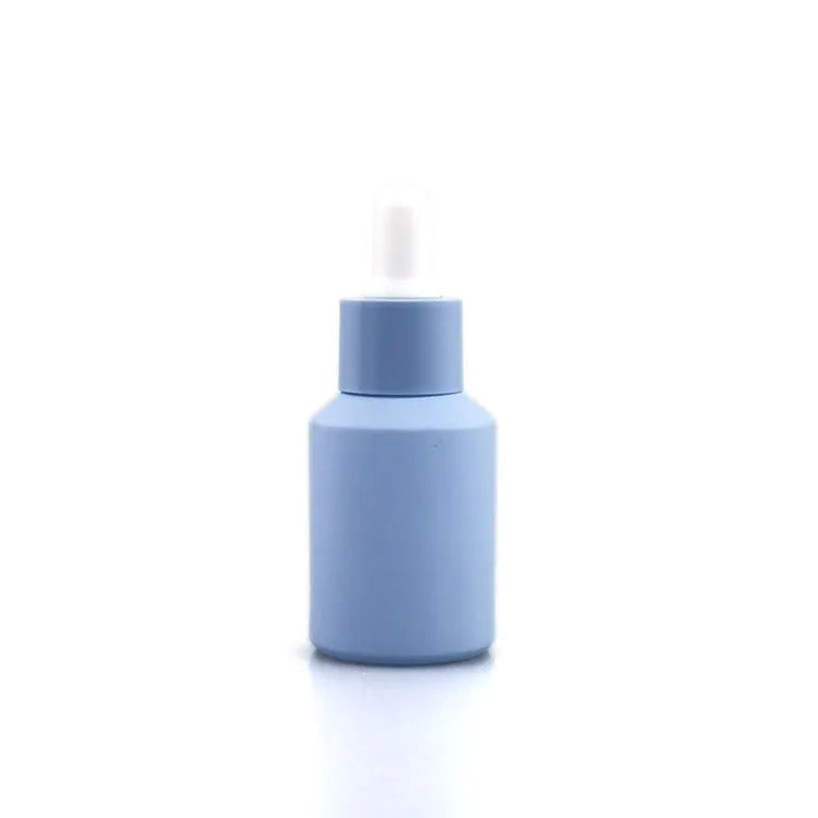 Frosted Matte Blue Glass Dropper Bottle Slanted Shoulder Serum Oil Bottles with Pipette