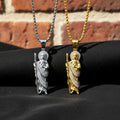Vintage Christian Men's Jewelry Stainless Steel 18K Gold Plated Hip Hop St.Jude Crystal Rhinestone Pendant Necklace for Gift