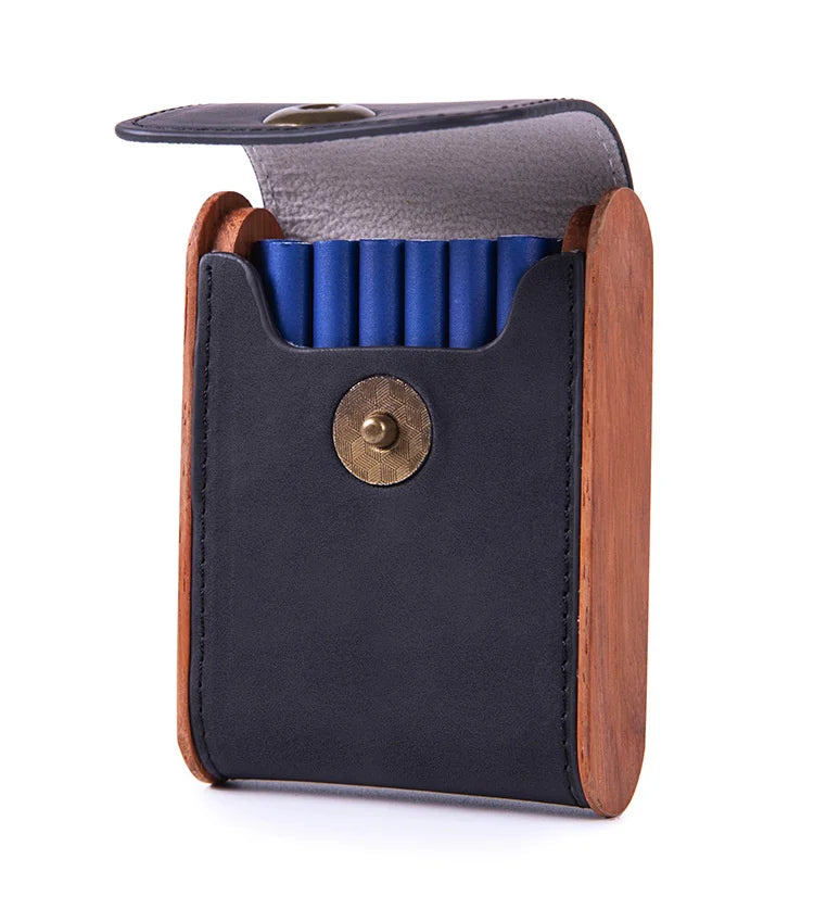Factory Wholesale Men's 20 Wooden Cigarette Case Medium Grain Flap Magnetic Closure Fashion Creative Cigarette Packs