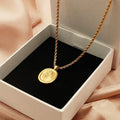 Wholesale18k Sunflower Titanium Steel Retro Small Square Necklace Clavicle Chain Gold Flower Necklace for Women