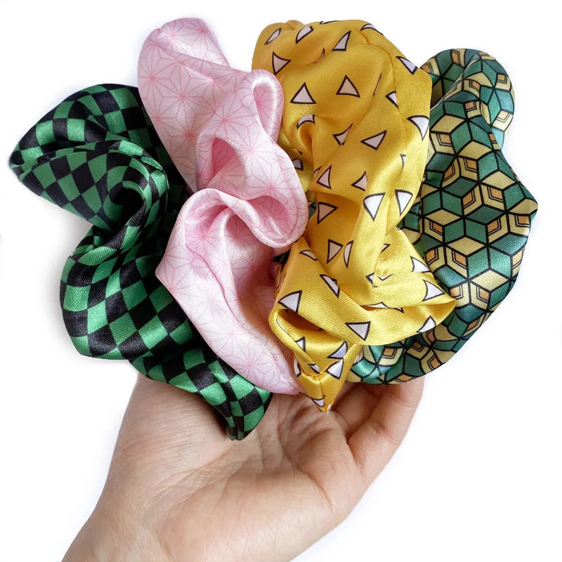 Fashion Head Accessories Elastic Band for Girl Satin Printing Scrunchies for Ladies Anime Scrunchies Anime Hair Rope