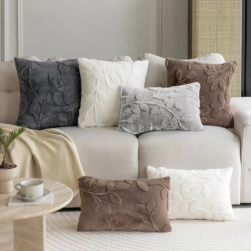 Jacquard Pillow Cover Solid Color Simple Home Sofa Pillowcase Three Dimensional Pattern Living Room Pillow Cover for Couch