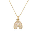 Fashion Brass A-z Personalized Initial Cz Letter Pendant Box Chain Necklace for Women