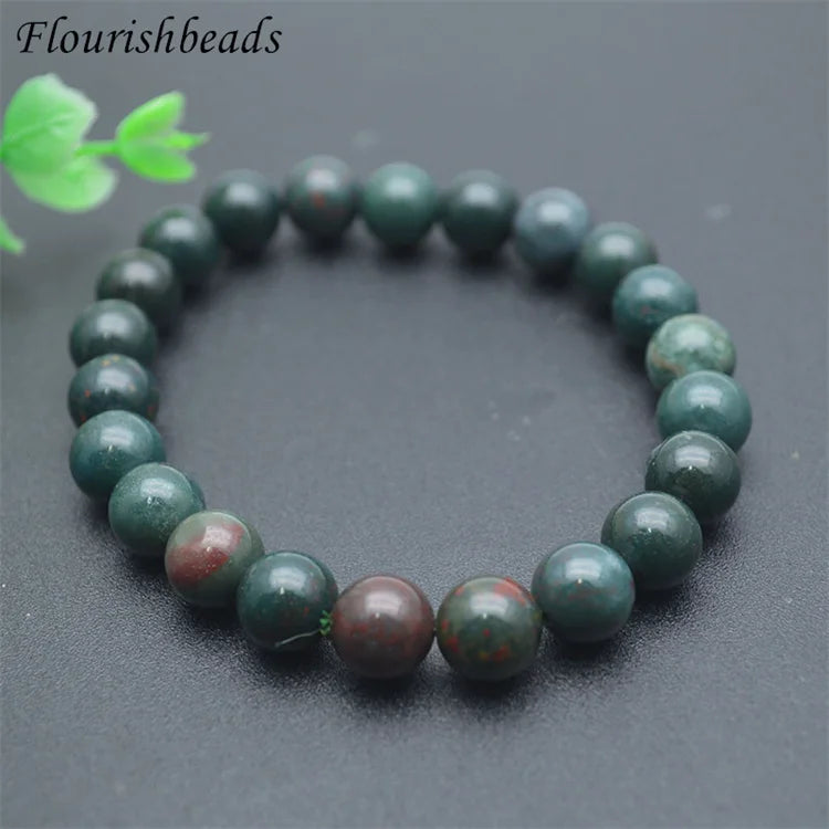 Jewelry Making Supplies Natural Gemstone Various Sizes 6mm 8mm Round Energy Blood Stone Stretch Bracelets